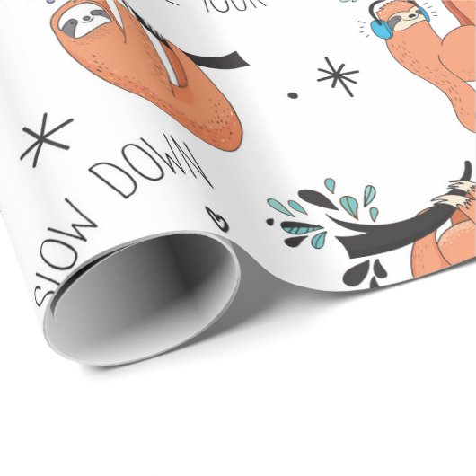 Cute Lazy Sloths Cadeaupapier (Rol Hoek)