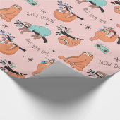 Cute Lazy Slots Pink Gift Paper Cadeaupapier (Hoek)