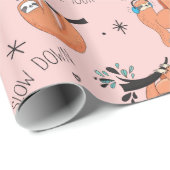 Cute Lazy Slots Pink Gift Paper Cadeaupapier (Rol Hoek)