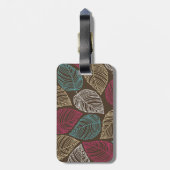 Cute Leaf Pattern roze bruin blauw op maat Bagagelabel (Achterkant verticaal)