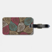 Cute Leaf Pattern roze bruin blauw op maat Bagagelabel (Achterkant horizontaal)