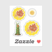 Cute Leaf, Sun and Climbing Plant Pun Sticker Set (Vel)
