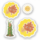 Cute Leaf, Sun and Climbing Plant Pun Sticker Set (Voorkant)