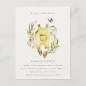 Cute Leafy Foliage Yellow Clothes Baby shower Briefkaart (Voorkant)
