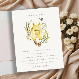 Cute Leafy Foliage Yellow Clothes Baby shower Briefkaart
