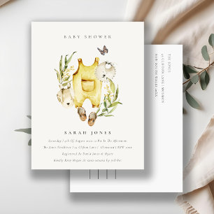 Cute Leafy Foliage Yellow Clothes Baby shower Briefkaart
