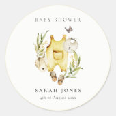 Cute Leafy Foliage Yellow Clothes Baby shower Ronde Sticker (Voorkant)
