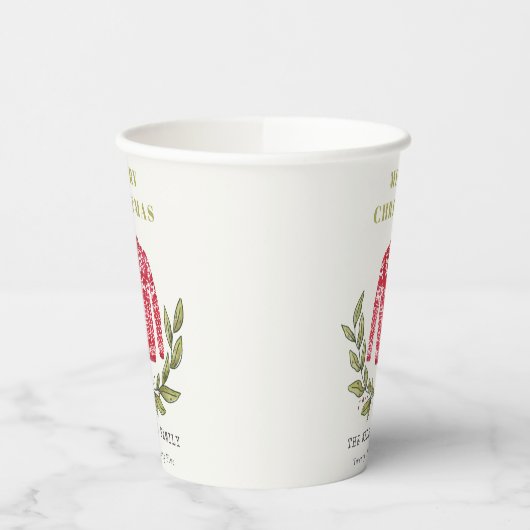 Cute Leafy Red Green Ugly Sweater Winter Papieren Bekers (Links)