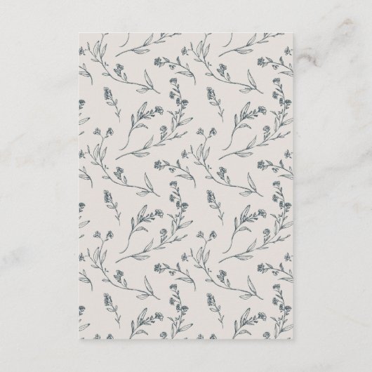 Cute Leafy Roos Floral Teapot Weddenschap Details Informatiekaartje (Achterkant)