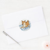 Cute "Leap Into Love" Shiba Inu Valentine's Day Ronde Sticker (Envelop)
