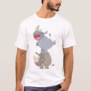 Cute Leapfrog Cartoon Rhinos Kinder T-shirt