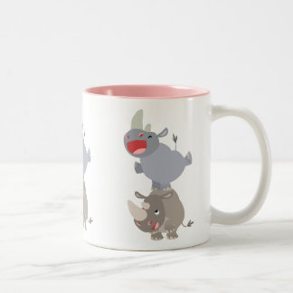 Cute Leapfrog Cartoon Rhinos Tweekleurige Koffiemok