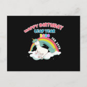 Cute Leapling Unicorn Leaper Leap Year Happy Birth Briefkaart (Voorkant)