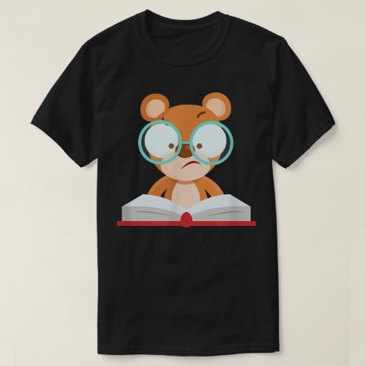 Cute learning bear simple costume funny glasses bo t-shirt (Design voorkant)