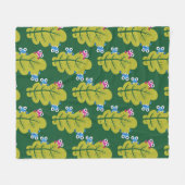 Cute Leaves Pattern met Cartoon Bugs Green Fleece Deken (Voorkant (Horizontaal))