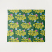 Cute Leaves Pattern met Cartoon Bugs Green Wandkleed (Voorkant (horizontaal))