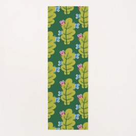 Cute Leaves Pattern met Cartoon Bugs Green Yogamat