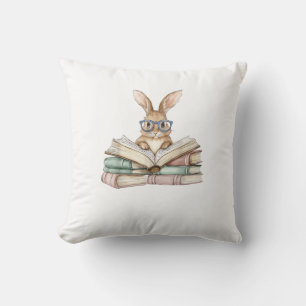 Cute leeskonijn bril boeken boekenwurm lezer T Kussen
