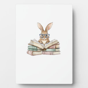 Cute leeskonijn bril boeken boekworm lezer T Fotoplaat