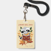 Cute leeswasbeenkleurkaart voor bibliotheek badge (Voorzijde met lanyard)