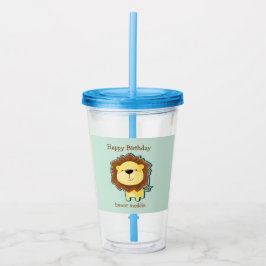 Cute leeuw blauwe patroon verjaardag acryl drinkbeker