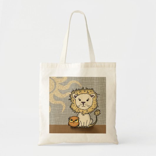 Cute Leeuw en Uil Boodschappentas Tote Bag (Voorkant)