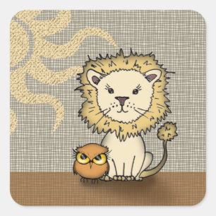 Cute Leeuw en Uil Stickers