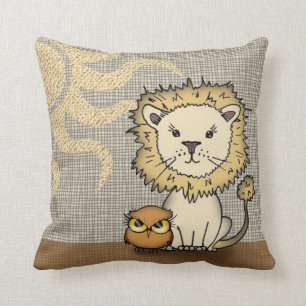 Cute Leeuw en Uil Worp Kussen voor Jongen of Meisj