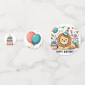 Cute Leeuw Happy Birthday Feesthoed Confetti (Achterkanten)