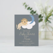 Cute Leeuw Maan Wolk Baby Shower Uitnodiging (Staand voorkant)