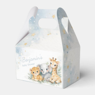 Cute Leeuw Olifant Giraffe Blauwe Kinder Pastel Bedankdoosjes