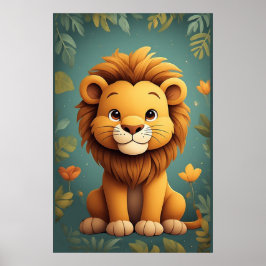 Cute Leeuwen Nursery Jungle Dieren Nursery Decorat Poster