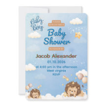 Cute Leeuwenkoning Baby Shower Uitnodiging voor Jo