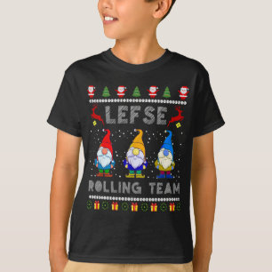 Cute Lefse Rolling Team Noorse gnomen Ugly Xmas T-shirt
