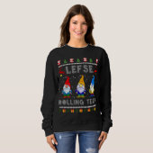 Cute Lefse Rolling Team Noorse gnomen Ugly Xmas Trui (Voorkant volledig)
