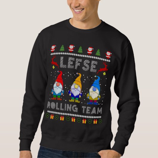 Cute Lefse Rolling Team Noorse gnomen Ugly Xmas Trui (Voorkant)