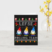 Cute Lefse Rolling Team Norwegian Gnomes Ugly Xmas Kaart (Gele Bloem)