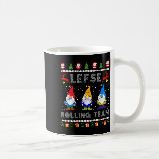 Cute Lefse Rolling Team Norwegian Gnomes Ugly Xmas Koffiemok (Rechts)