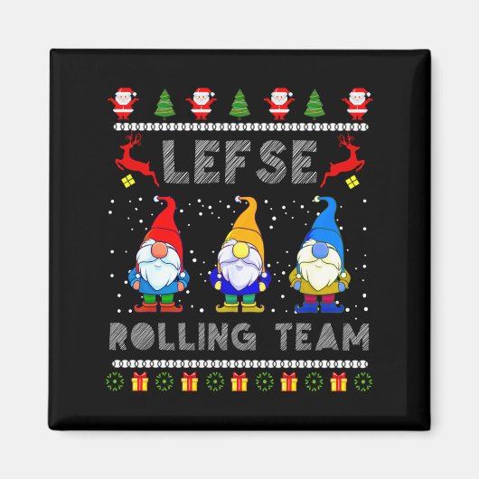 Cute Lefse Rolling Team Norwegian Gnomes Ugly Xmas Magneet (Voorkant)