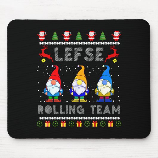 Cute Lefse Rolling Team Norwegian Gnomes Ugly Xmas Muismat (Voorkant)