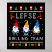 Cute Lefse Rolling Team Norwegian Gnomes Ugly Xmas Poster (Voorkant)