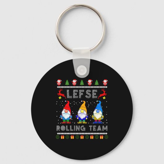 Cute Lefse Rolling Team Norwegian Gnomes Ugly Xmas Sleutelhanger (Voorkant)