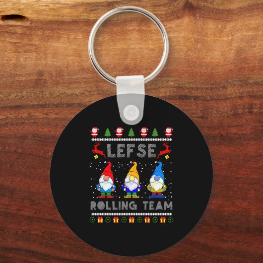 Cute Lefse Rolling Team Norwegian Gnomes Ugly Xmas Sleutelhanger (Voorkant)
