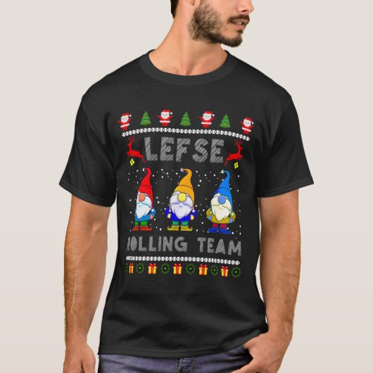 Cute Lefse Rolling Team Norwegian Gnomes Ugly Xmas T-shirt (Voorkant)