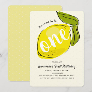 Cute Lemon 1st Birthday Yellow Party Invitation Kaart