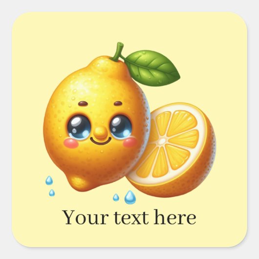 Cute lemon business customizable  vierkante sticker (Voorkant)