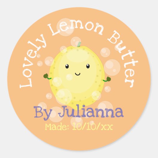 Cute lemon cartoon illustration PRODUCT label (Voorkant)