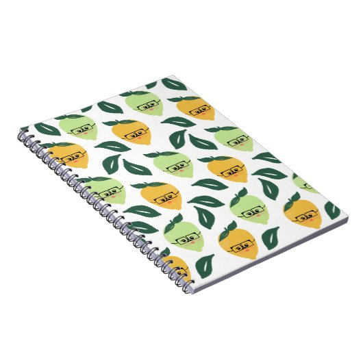 Cute Lemon Citrus Cartoon Greenery Patterned Notitieboek (Rechterzijde)