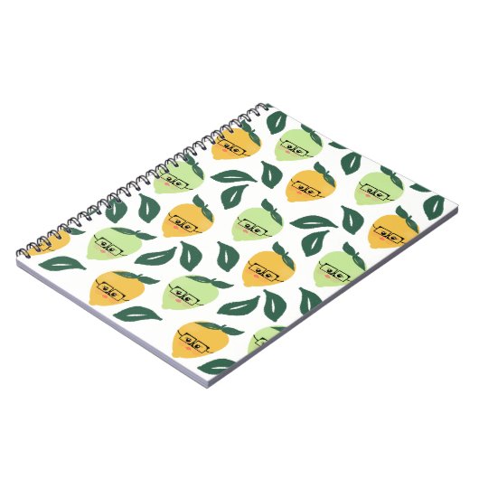 Cute Lemon Citrus Cartoon Greenery Patterned Notitieboek (Linkerzijde)