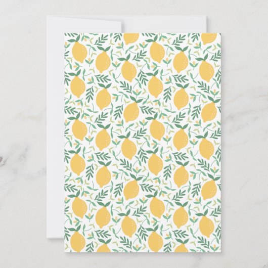 Cute Lemon Citrus Foliage Virtual Baby shower Kaart (Achterkant)